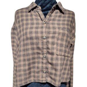 Abercrombie and Fitch Hollister Women's Long Sleeve Flannel Crop Top Size Medium